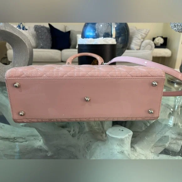 Authentic Christian Dior Lady Dior Large Top Handle Bag
 in Pink Retails at$6500 - Picture 5 of 15